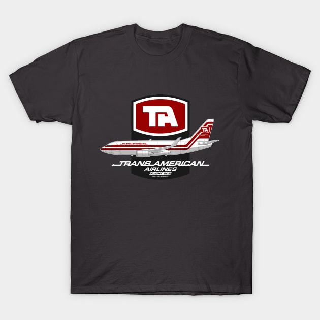 TRANS AMERICAN AIRLINES FLIGHT 209 T-Shirt by Aries Custom Graphics